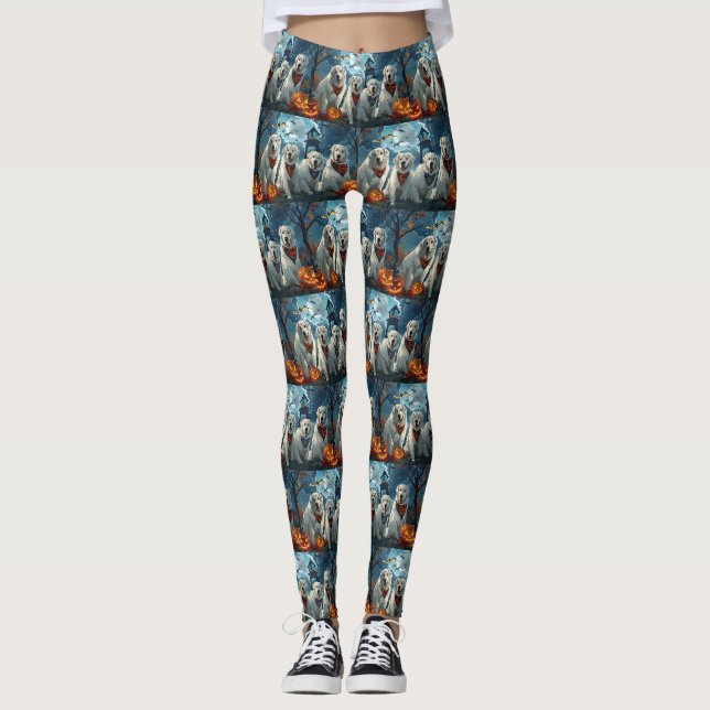 Legging Grandes Pirenéus Halloween Assustador (Frente)