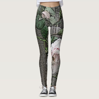 Legging Grandes Rosas na madeira
