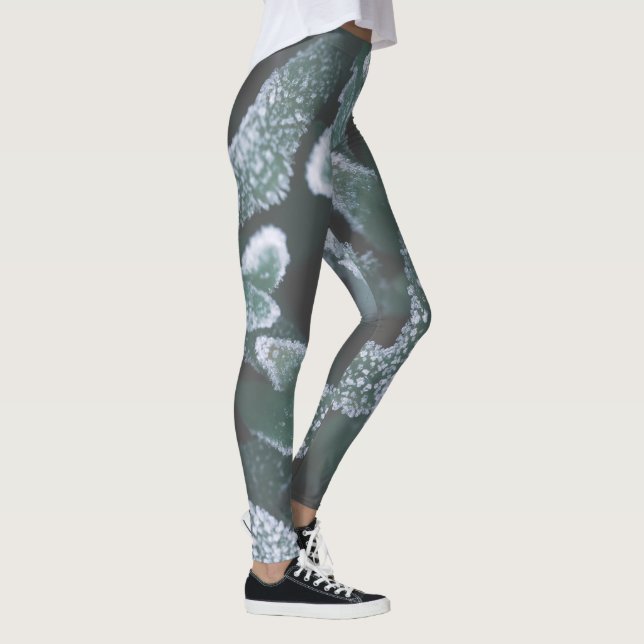 Legging Grãos de Grama de Plantas de Folhas Verdes Congela (Direita)