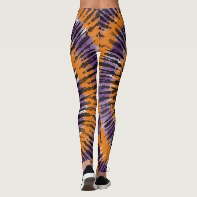 Legging Gravata Dye Abstrato de Halloween Laranja Roxo (Verso)