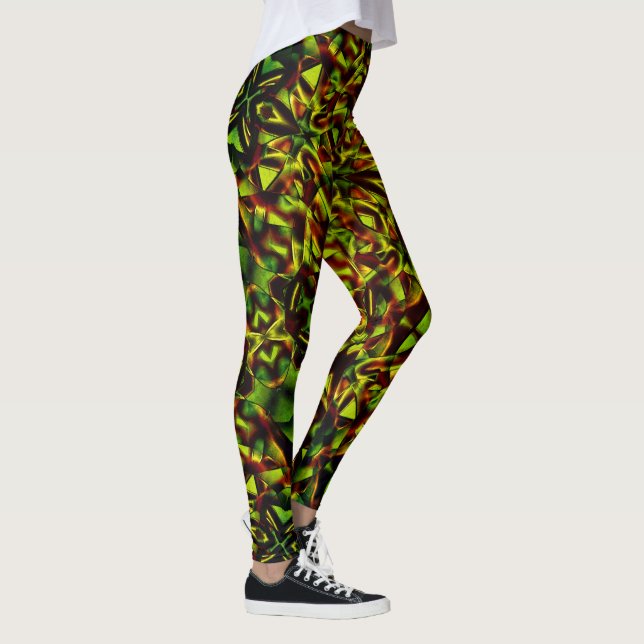 Legging Gravatas deformadas de fitas verdes queimadas (Direita)
