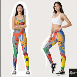 Legging Gray Background Primary Color Abstract Shapes