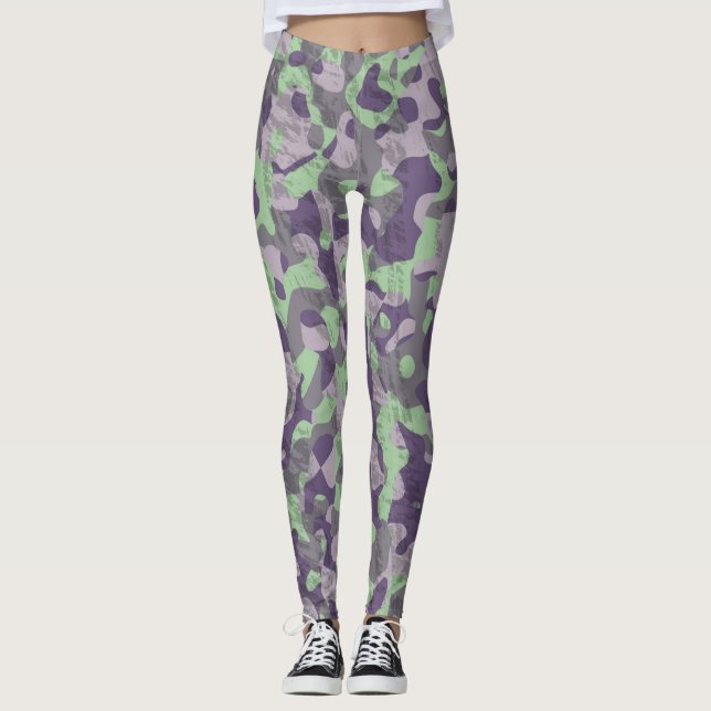 Legging green and purple camo abstract (Frente)