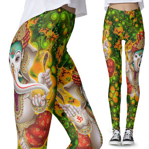 Legging Green Ganesh Deus Hippie Boho Festival Psicedélico