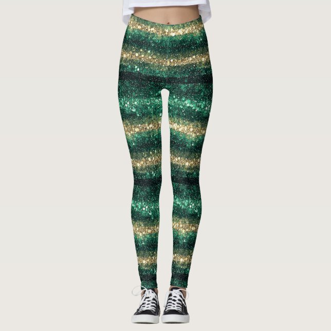 Legging Green Gold Glitzy St. Patrick's Day Glitter (Frente)