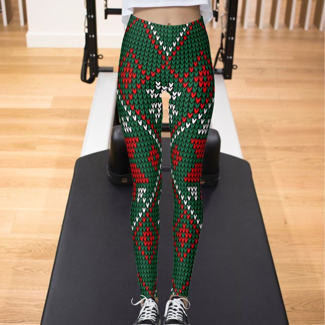 Legging Green Red Pattern Ultra Soft Womens Christmas Gift (Criador carregado)