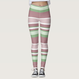 Legging Green, Rose and Pink Stripes