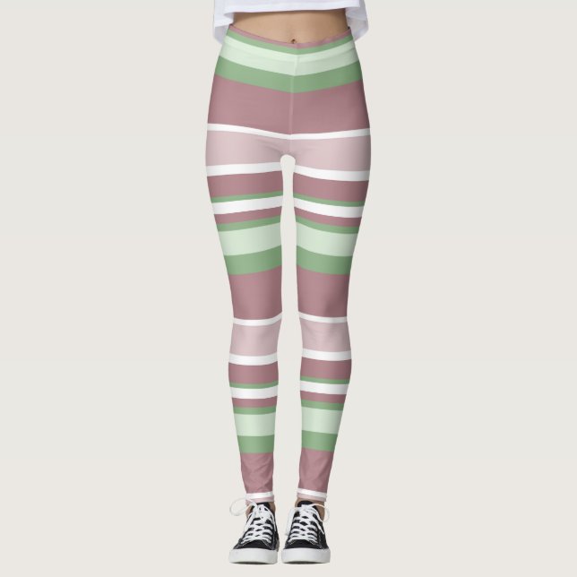 Legging Green, Rose and Pink Stripes (Frente)