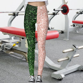 Legging Green Rose Golden Glitter Sparkles Pattern Gift