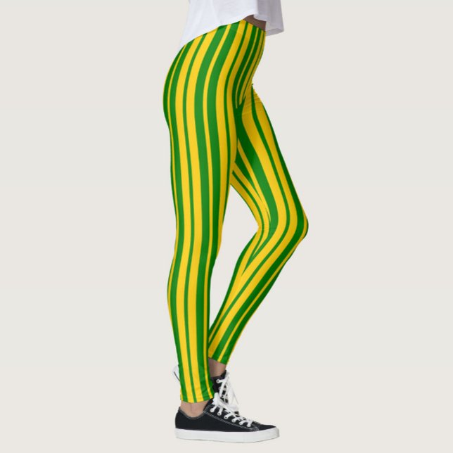 Legging Green Yellow Stylish Stripes Pattern Design  (Criador carregado)