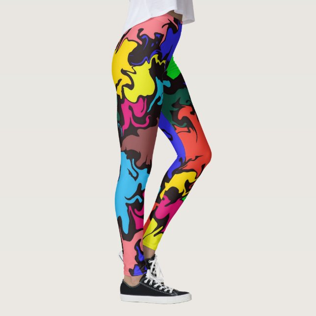 Legging Grelha Colorida abstrato / (Direita)