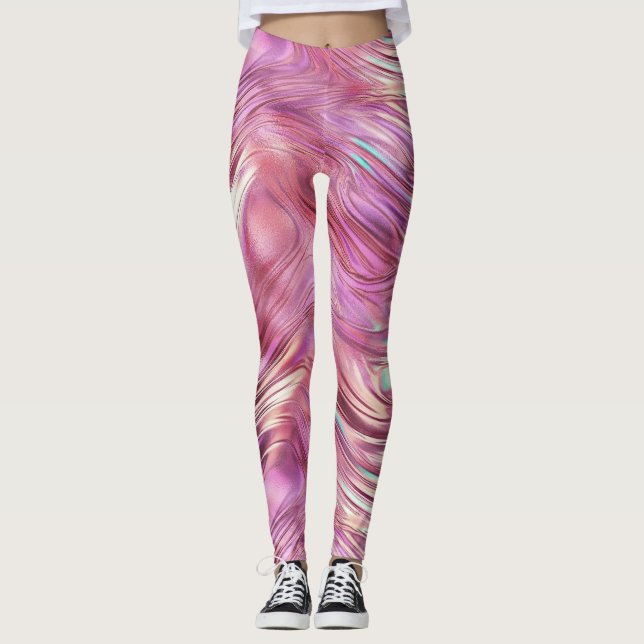 Legging Grelha Dourada de Rosa Rosa Rosa Girassol (Frente)