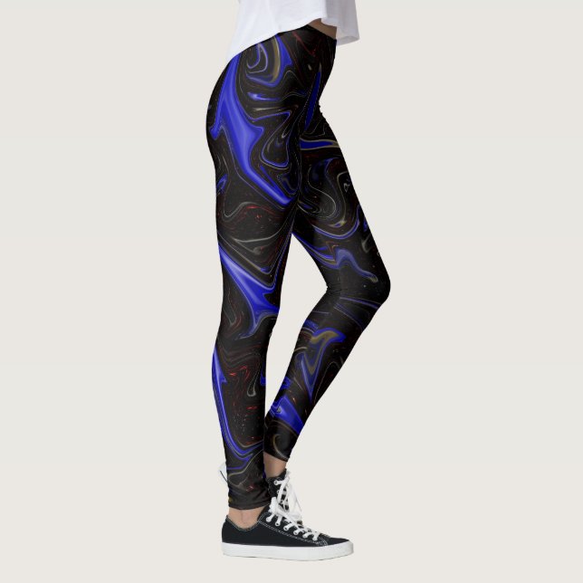 Legging "Grelha Galáctica: o mármore azul e preto do espaç (Direita)