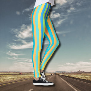 Legging Grelhas Clássicas Azuis e Laranja Arco-Íris