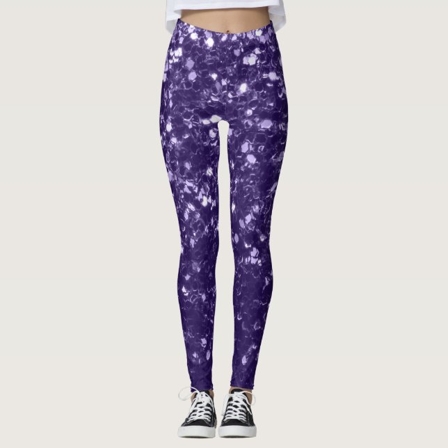 Legging Grelhas de brilho ultra violeta-escuro (Frente)