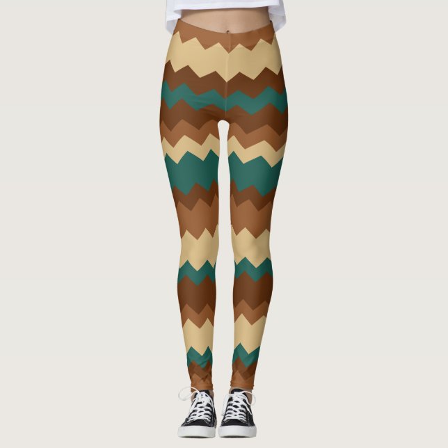 Legging Greve de Zigzag Castanha e Verde (Frente)