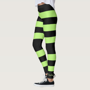 Legging Greve Negra Negra e Verde Brilhante Personalizada
