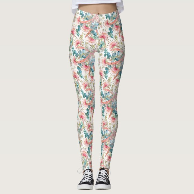 Legging Grevillea Rosa e Eucalipto (Frente)