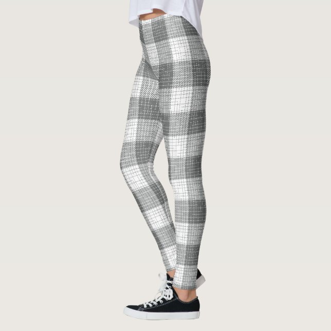 Legging Grey and White Checkered Crosshatch Plaid  (Esquerda)