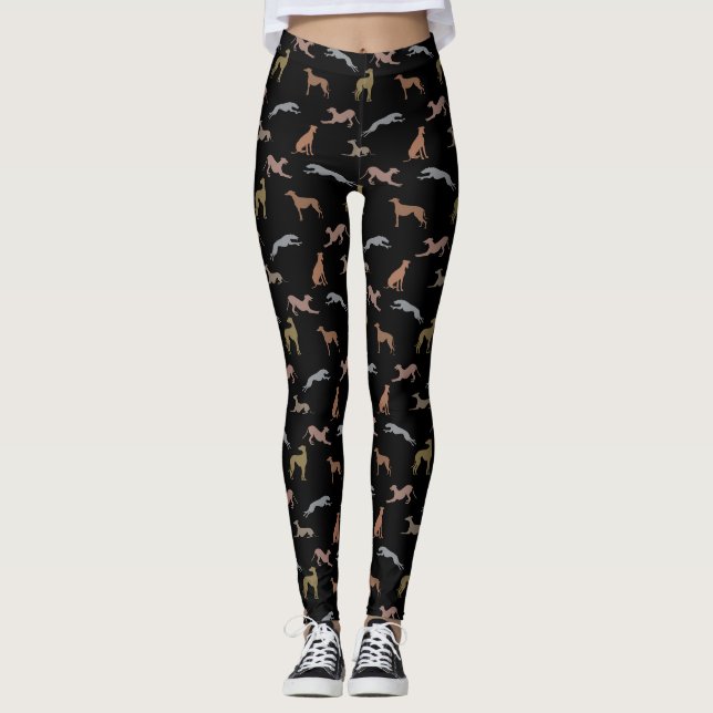 Legging Greyhound Silhouettes Testes Metálicos em Preto (Frente)