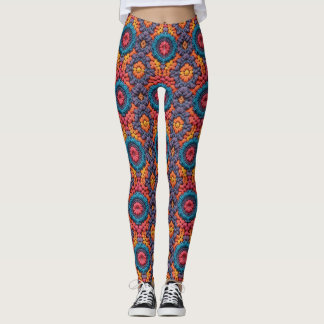 Legging Grooves Vibes Crochet Bright Cores Vibrantes Boho