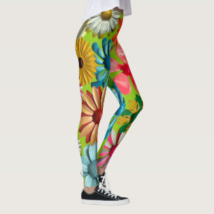 Legging Groovy 60s - Flores Coloridas de Hippie Daisy