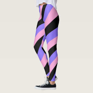 Legging Groovy 70s, rosa psíquico e roxo Striped preto