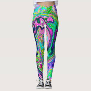 Legging Groovy Abstrato Aqua e Marinho Lava Swirl