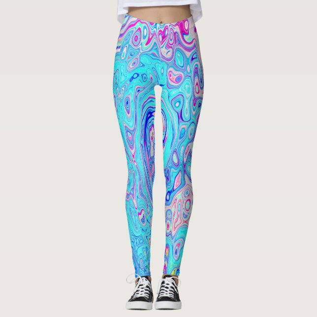 Legging Groovy Abstrato Retro Azul de Ovo de Robin Redemoi (Frente)