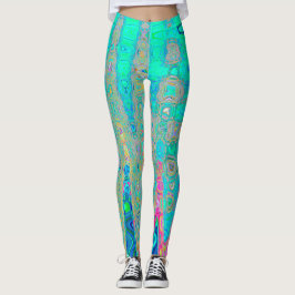 Legging Groovy Abstrato Retro Rainbow Atomic Waves