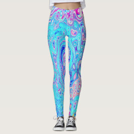 Legging Groovy Abstrato Retro Robin Ovo Blue Swirl