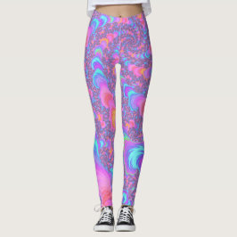 Legging Groovy Colorido Fluorescente Trippy Espiral Fracta