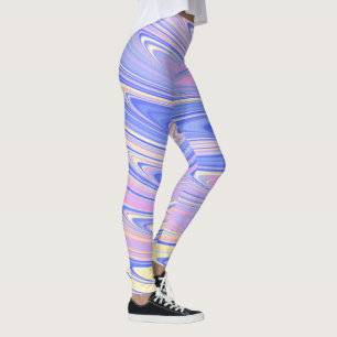 Legging Groovy Eclético Excêntrico Ondulado Pastel Abstrat