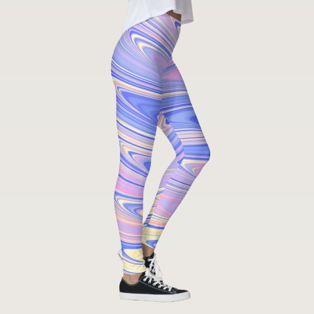 Legging Groovy Eclético Excêntrico Ondulado Pastel Abstrat (Direita)