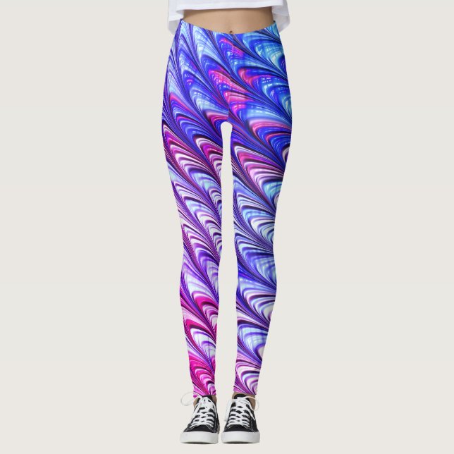 Legging Groovy Funky Colorida Trippy Waves Abstrato Art (Frente)