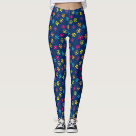 Legging Groovy Hippie Peace and Flower Chá