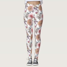 Legging Groovy Retro Flowers Vintage 70s 60s Rosa Floral