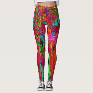 Legging Groovy Vermelho e Verde Psicodélico