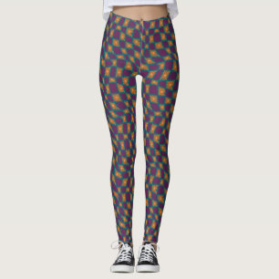 Legging Groovy Wavy Trippy 60s Flor Verifica Laranja Cor-d