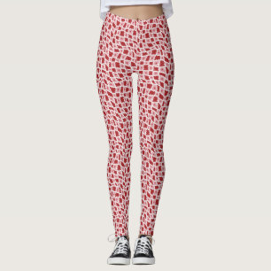 Legging Groovy Wavy Trippy 60s Flor verifica o vermelho ro
