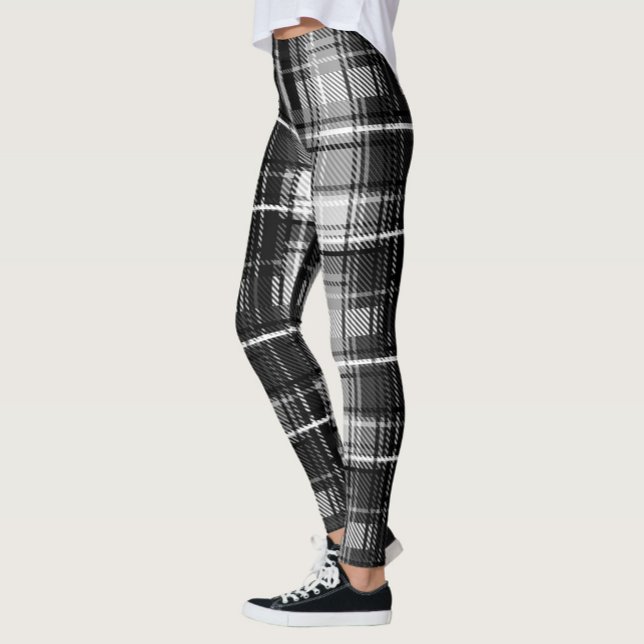 Legging Grunde Black Flannel Xadrez branca Tartan Design (Criador carregado)