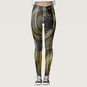 Legging Grunge abstrato, marrom monocromático