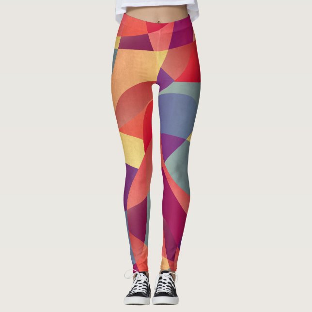 Legging Grunge Colorido: Fundo dos Triângulos Geométricos (Frente)