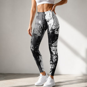 Legging Grunge Monocromático Patriótico Americano Distress