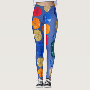 Legging Guardas-chuvas coloridas no céu vermelho-alaranjad