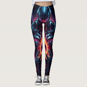 Legging Guardião Cibernético Cósmico Abstrato Robô Futuris