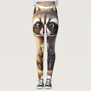 Legging Guaxinim Bebendo Café Gelado