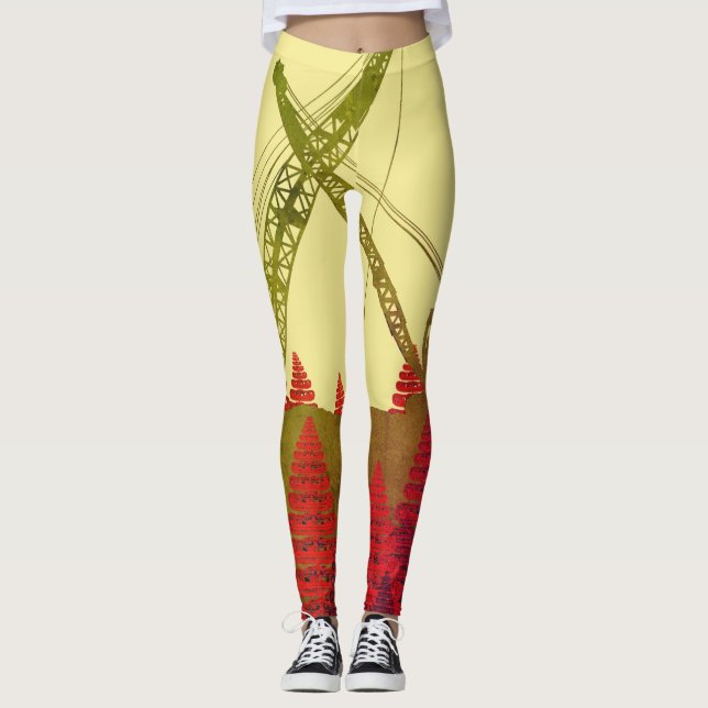 Legging Guindaste de esteira rolante da arte da fantasia (Frente)