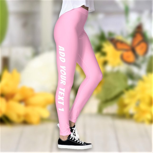 Legging Gym Rosa Personalizado de Texto Personalizado (Criador carregado)