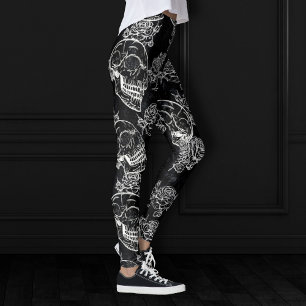 Legging Habilidades e Rosas de giz Gótica Glam Funky Gru